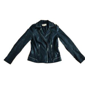Michael Kors studded leather moto jacket S small EUC